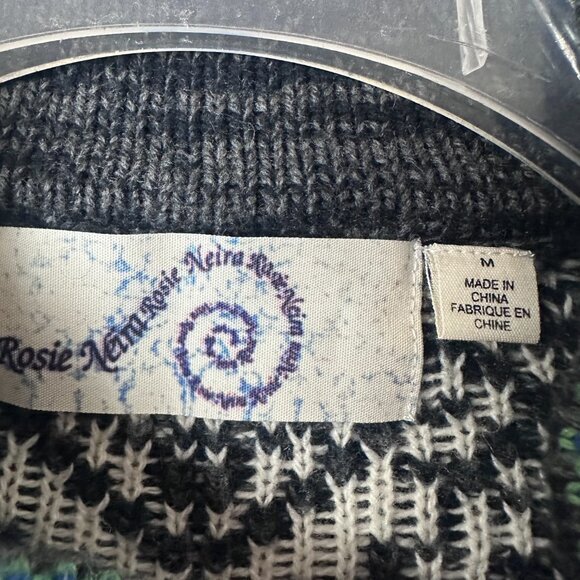 Rosie Neira Anthopologie Cardigan sz M Nordic Fair Isle Winter Snowflake wool bl - Picture 5 of 7
